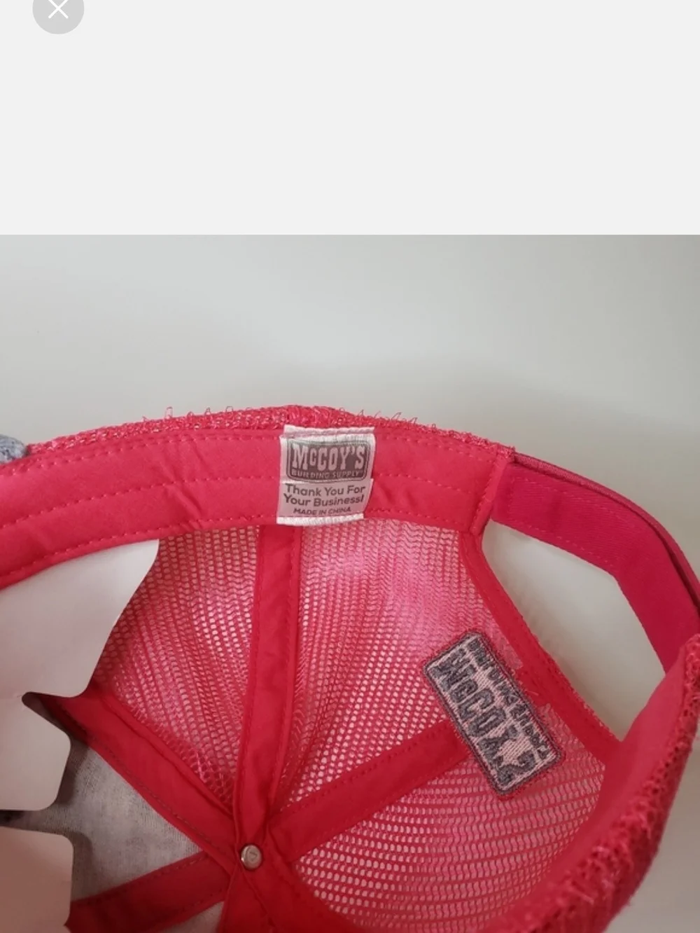 McCoy's Building Supply Pink & Gray Acid Wash Distressed Trucker Hat Neon Mesh